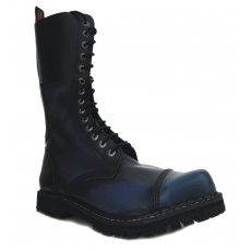 boty kožené KMM 14 dírkové černé/modrá