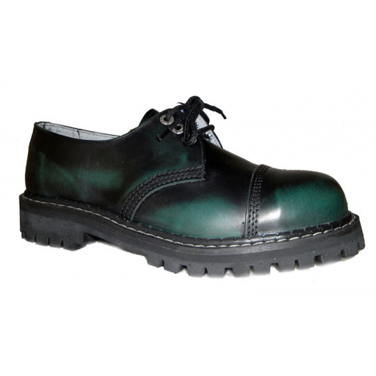 leather shoes KMM 3 holes black/green