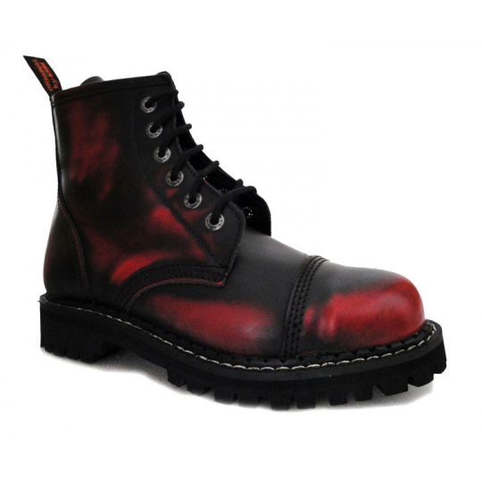 leather shoes KMM 6 holes black/red