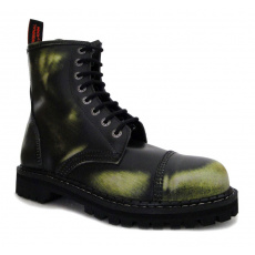 leather shoes KMM 8 holes black/green/white