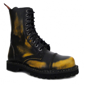 leather shoes KMM 10 holes black/yellow