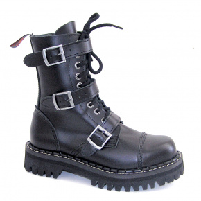 leather shoes KMM 10 holes black with 3 buckles