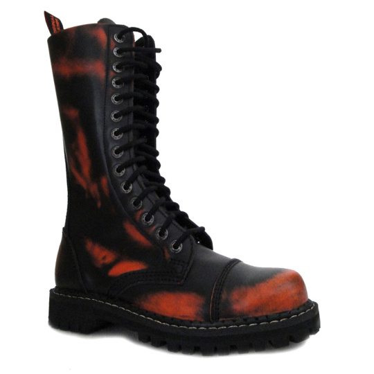 leather shoes KMM 14 holes black/orange