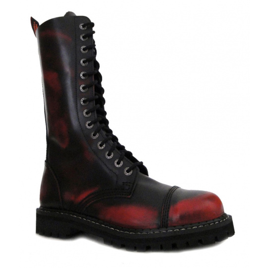 leather shoes KMM 14 holes black/red
