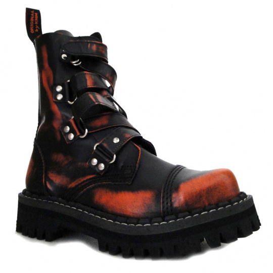 leather shoes KMM black/orange with leather belt