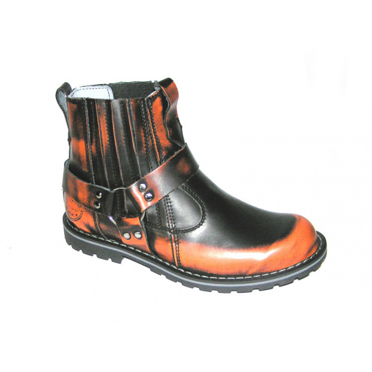 leather shoes KMM moto low black/orange